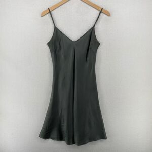 ORGANIC Dress Womens XS 100% Cupro Slip Cami Sweetheart Spaghetti Strap Gray USA